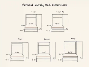 Illustration of Vertical Murphy Bed Dimensions