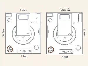 Illustration of room layout for Twin vs Twin XL