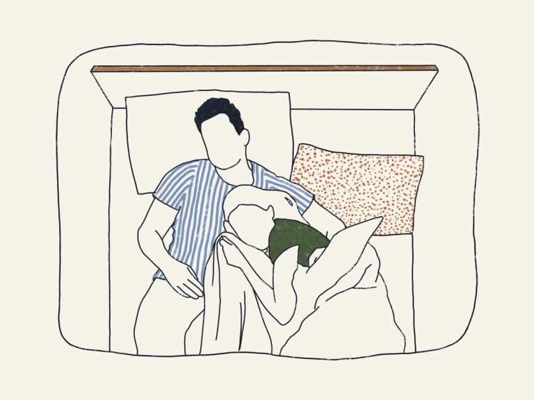 How To Fall Asleep Fast Illustration of Couple Sleeping on Bed