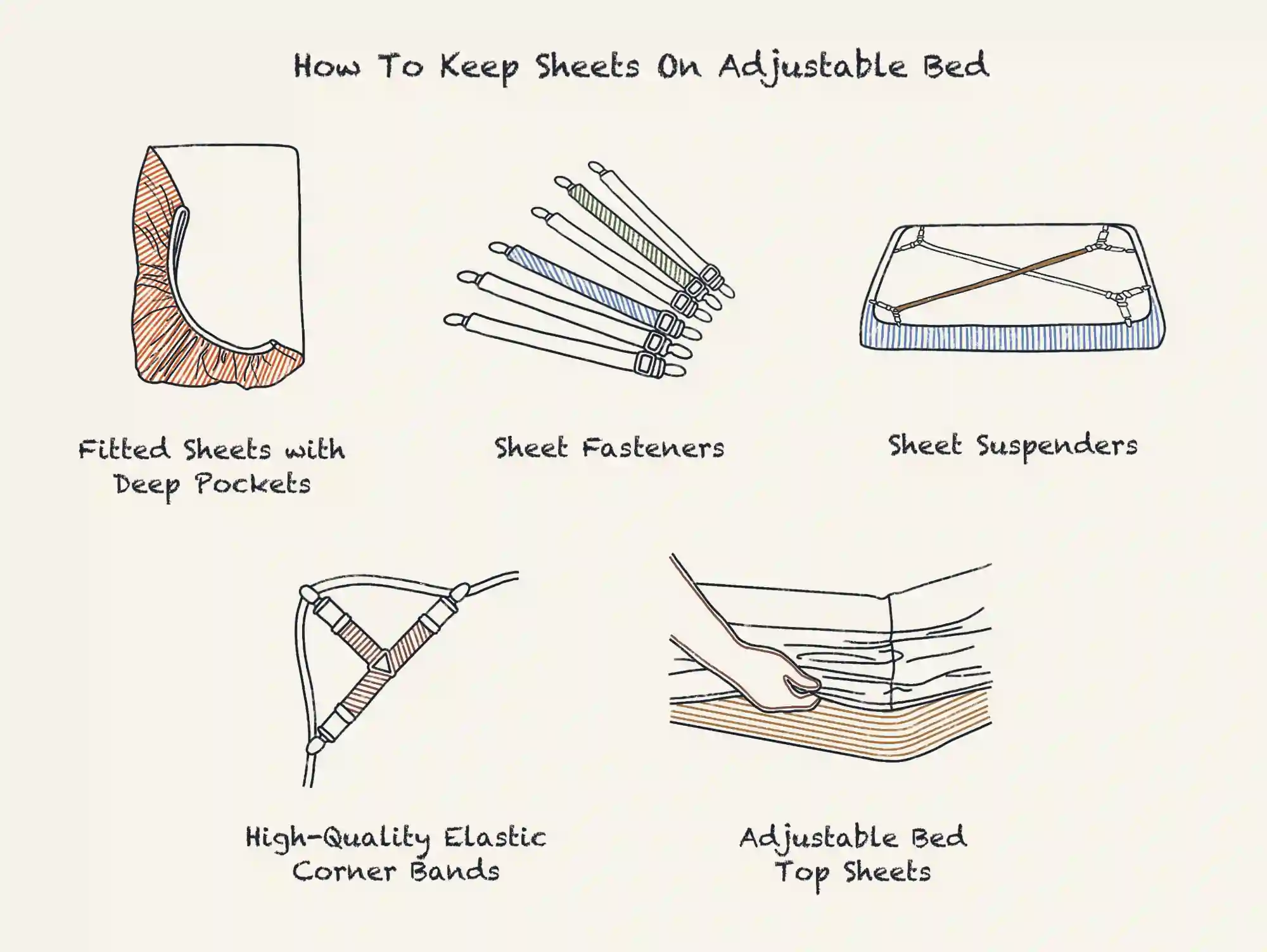 illustration of How to keep sheets on adjustable beds